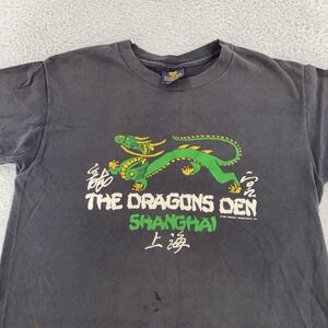 FADED Vintage The Dragons Den Shirt Small Black Shanghai China Bar 1985 80s‎
